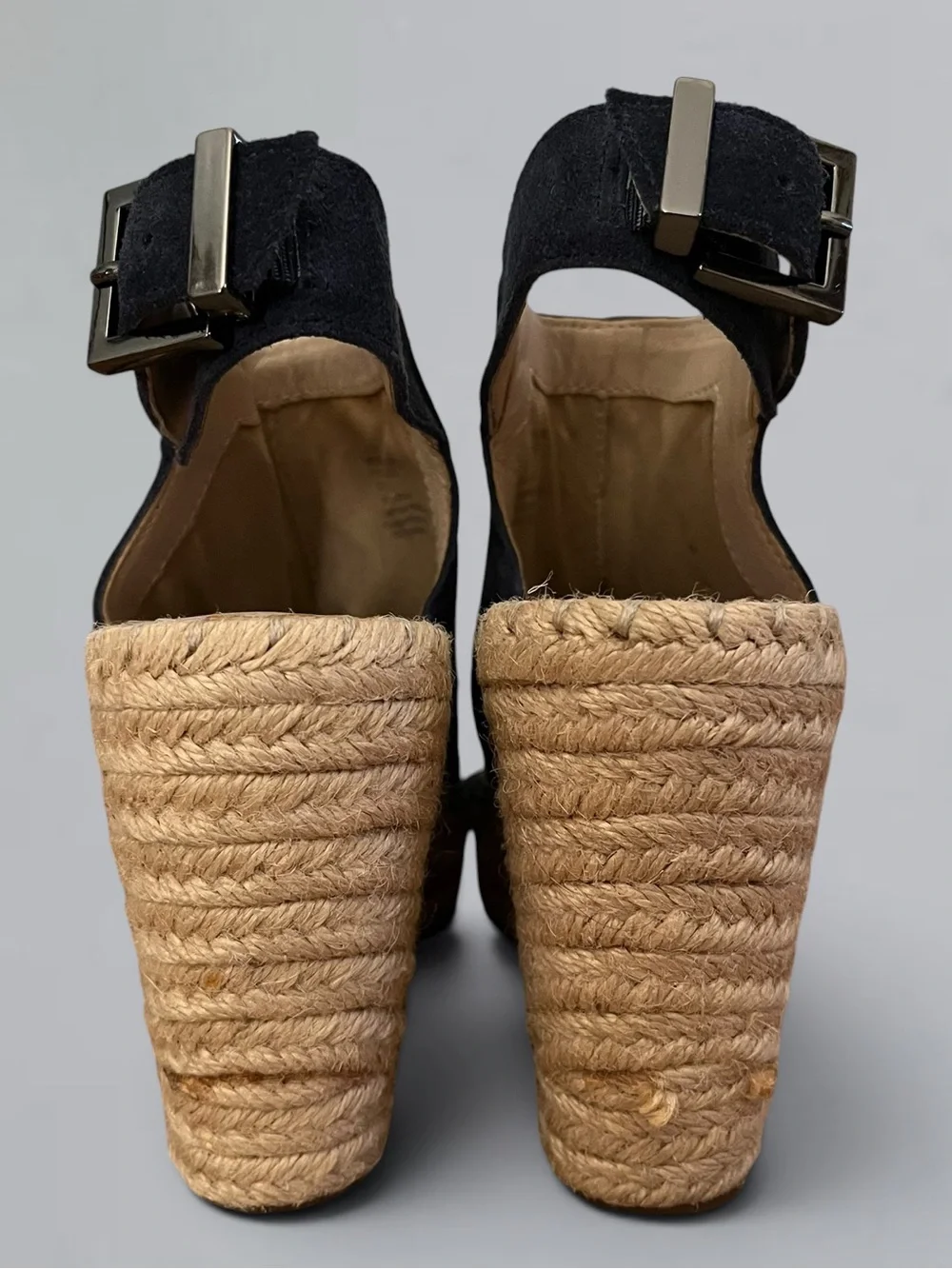 Kenneth Cole New York Olivia Navy Suede Espadrille Wedge Sandals 6.5